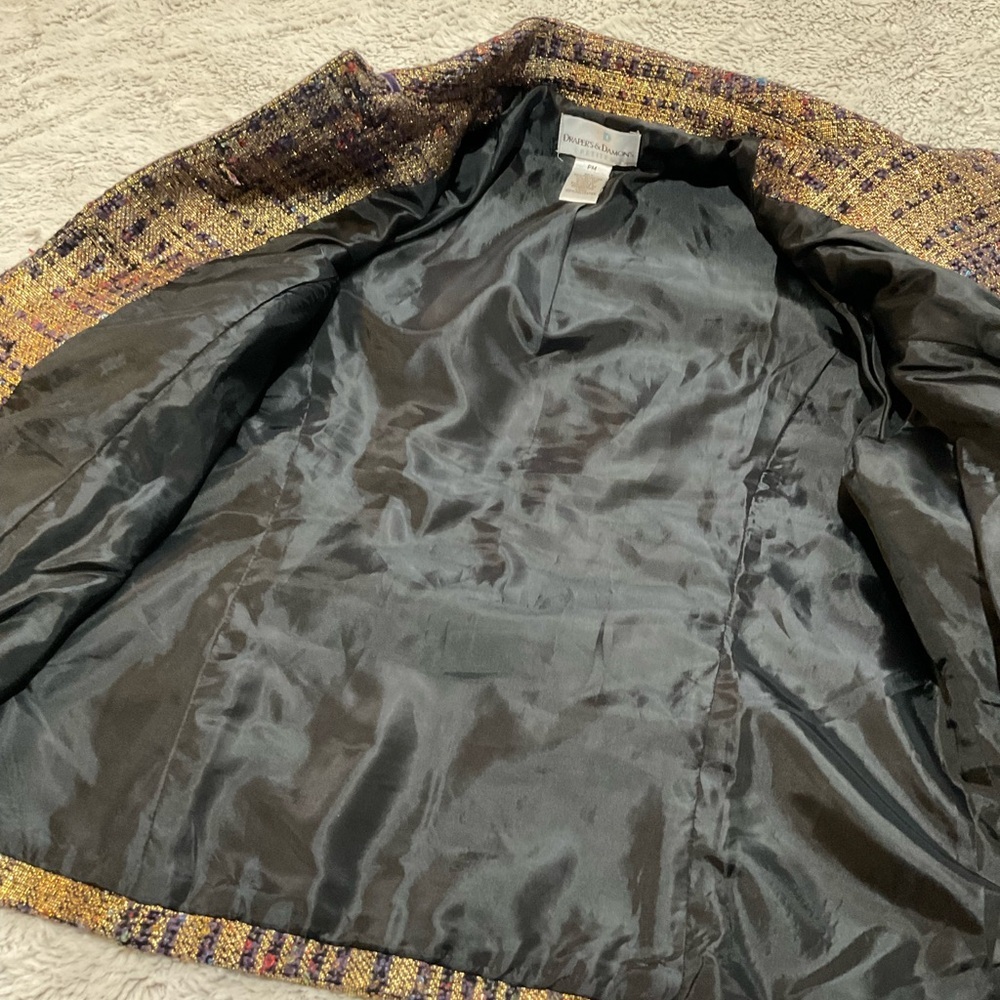 Drapers and Damons Blazer with Gold Metallic Threads & Velvet Trim Size PM - Picture 5 of 8